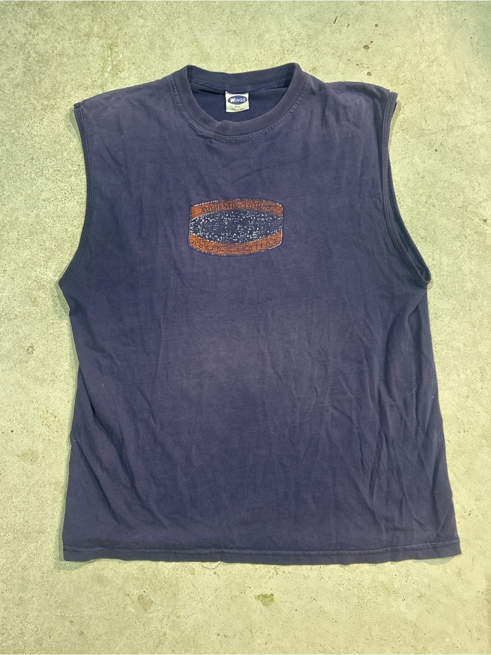 Men's Navy Sleeveless Tank Top with Chest Graphic